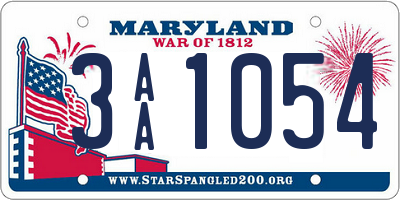 MD license plate 3AA1054