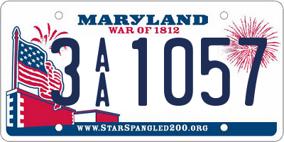 MD license plate 3AA1057