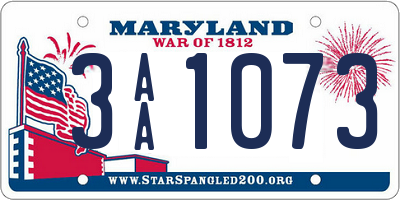 MD license plate 3AA1073