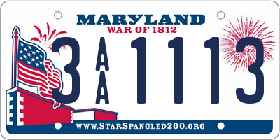MD license plate 3AA1113
