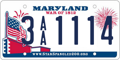MD license plate 3AA1114