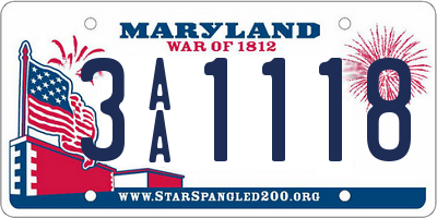 MD license plate 3AA1118