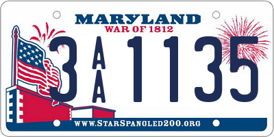 MD license plate 3AA1135