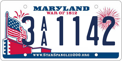MD license plate 3AA1142