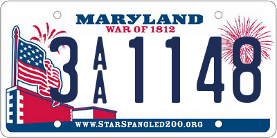 MD license plate 3AA1148