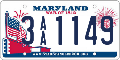 MD license plate 3AA1149