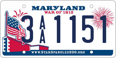 MD license plate 3AA1151