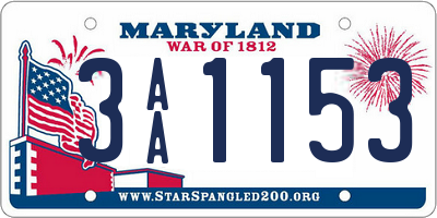 MD license plate 3AA1153