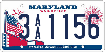 MD license plate 3AA1156