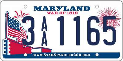 MD license plate 3AA1165