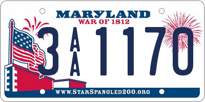MD license plate 3AA1170