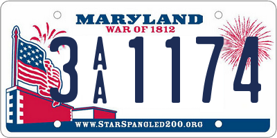 MD license plate 3AA1174