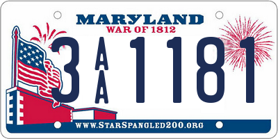 MD license plate 3AA1181