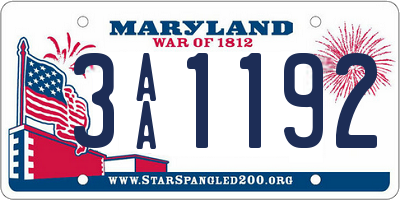MD license plate 3AA1192