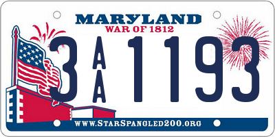 MD license plate 3AA1193