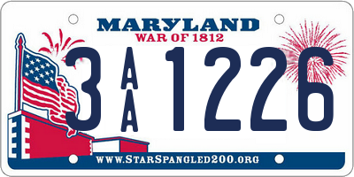 MD license plate 3AA1226