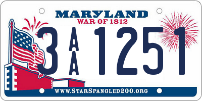 MD license plate 3AA1251