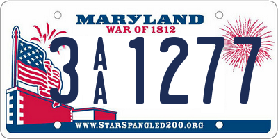 MD license plate 3AA1277