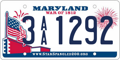 MD license plate 3AA1292