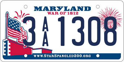 MD license plate 3AA1308