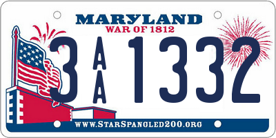 MD license plate 3AA1332