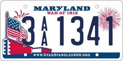 MD license plate 3AA1341