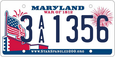 MD license plate 3AA1356