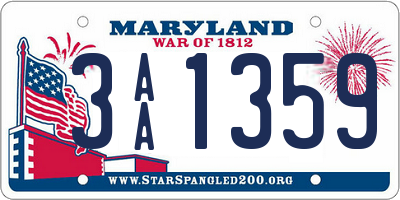 MD license plate 3AA1359