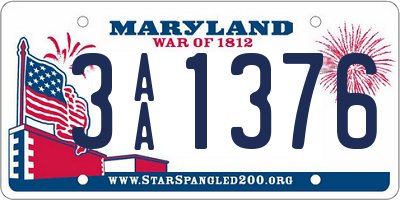 MD license plate 3AA1376