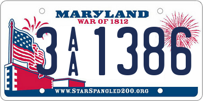 MD license plate 3AA1386