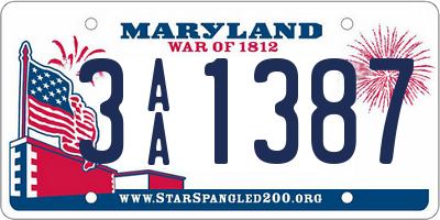 MD license plate 3AA1387