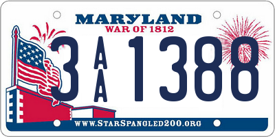 MD license plate 3AA1388