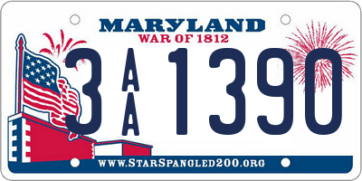 MD license plate 3AA1390