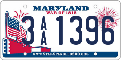 MD license plate 3AA1396
