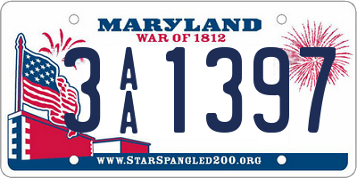 MD license plate 3AA1397