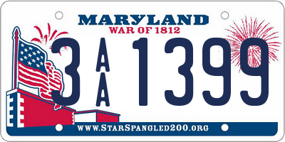 MD license plate 3AA1399