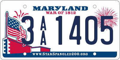 MD license plate 3AA1405