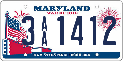 MD license plate 3AA1412