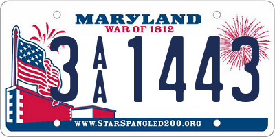MD license plate 3AA1443