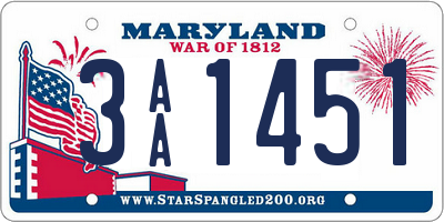 MD license plate 3AA1451