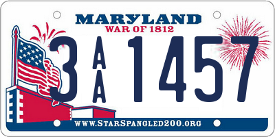 MD license plate 3AA1457