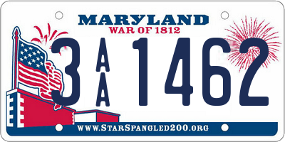 MD license plate 3AA1462