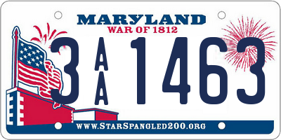 MD license plate 3AA1463