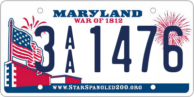 MD license plate 3AA1476