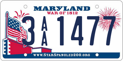 MD license plate 3AA1477