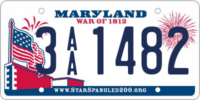 MD license plate 3AA1482