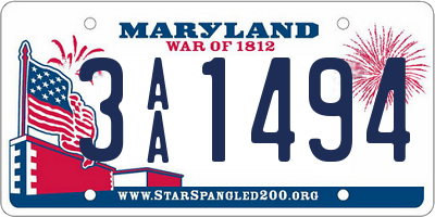 MD license plate 3AA1494