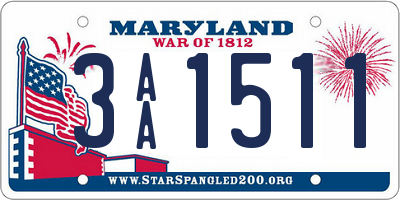 MD license plate 3AA1511