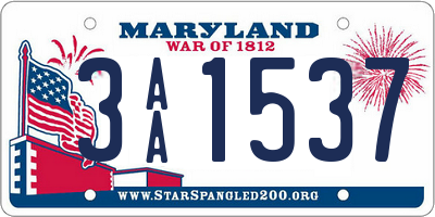 MD license plate 3AA1537