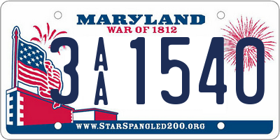 MD license plate 3AA1540